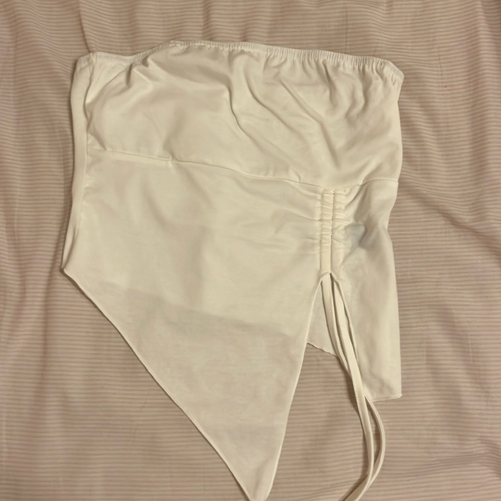 White asymmetrical tube top SHEIN